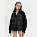 Nuova Giacca Invernale da Donna, Parka con Maniche in Maglia Patchwork, Colletto Alto, Cerniera, Imbottita in Cotone Spesso e Caldo, Cappotto Casual Femminile