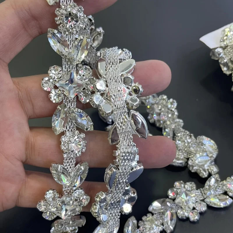 1pc catena di strass di cristallo ampia scintillante fai da te finiture decorative tracolla con diamanti accessori moda per cappelli borse abbigliamento