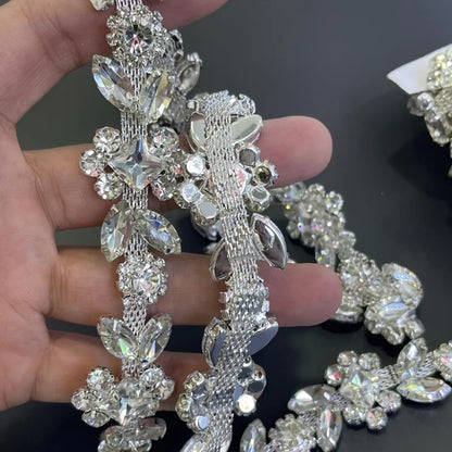 1pc catena di strass di cristallo ampia scintillante fai da te finiture decorative tracolla con diamanti accessori moda per cappelli borse abbigliamento