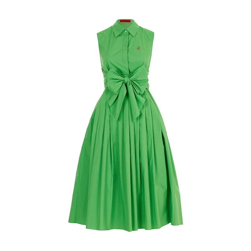 CHCH 2024 Estate Nuovo Casual Pendolarismo Elegante Risvolto Abito da Donna Moda Tinta Unita Increspato Bottoni con Scollo a V Abiti Camicia