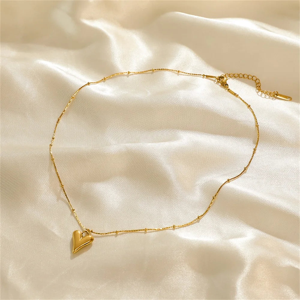 EILIECK Acciaio inossidabile 316L Cuore Amore Collana Bracciali Orecchini Set per le donne Nuovi gioielli impermeabili placcati oro 18 carati alla moda