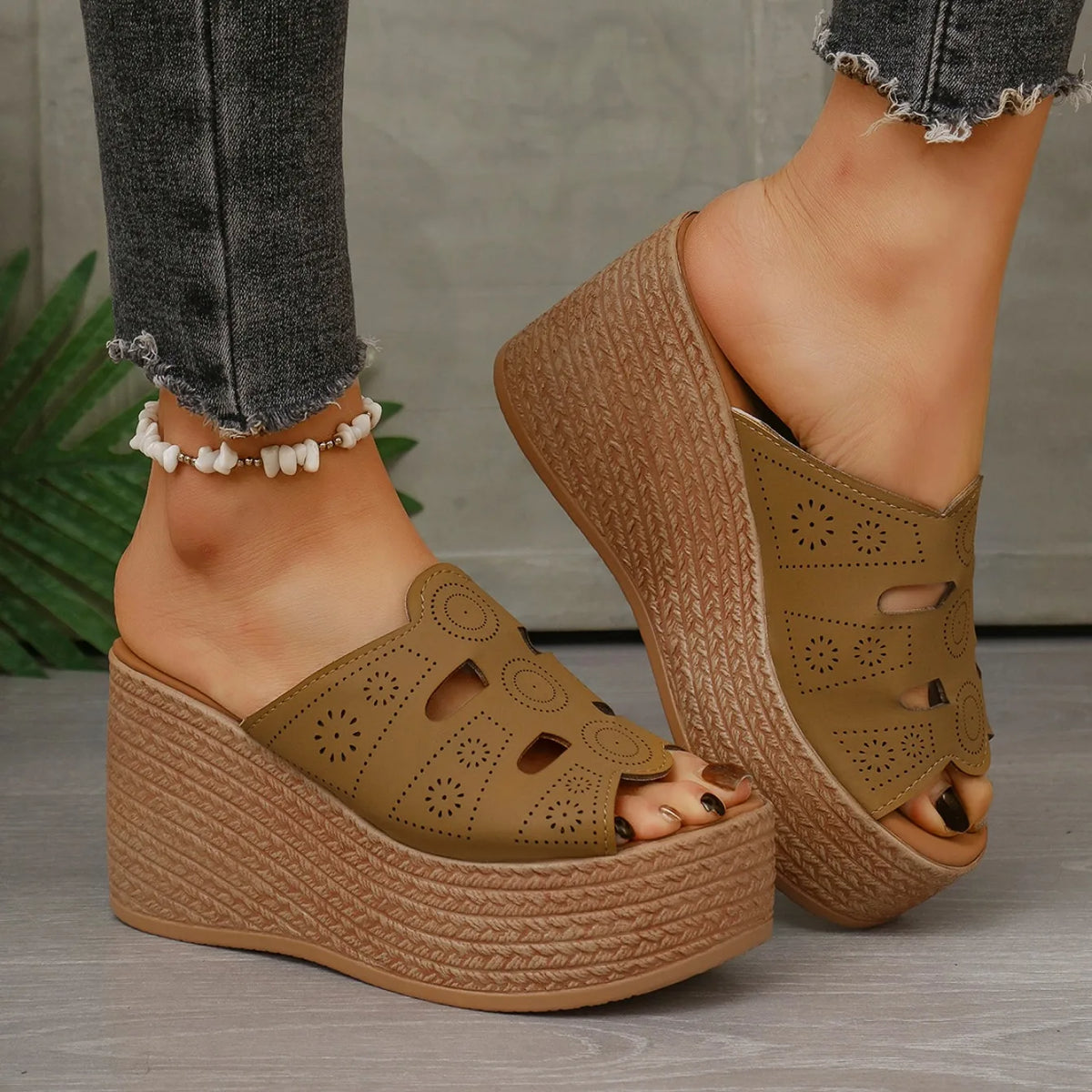 Sandales d'été décontractées pour femmes Sandales compensées à plateforme antidérapantes pour l'extérieur Sandales antidérapantes confortables pour femmes Chaussures de créateur Zapatos De Mujer