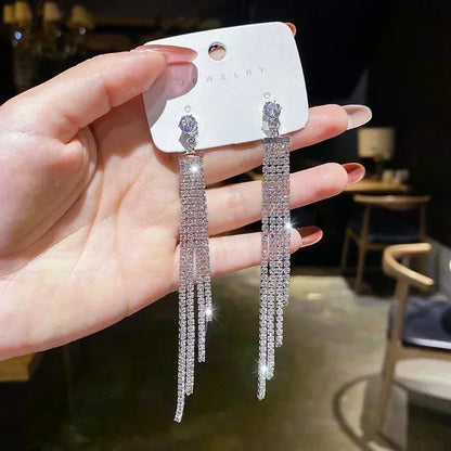 Nuova tendenza della moda Design unico Orecchini rettangolari eleganti e squisiti con zirconi per gioielli da donna Regali premium per feste di nozze