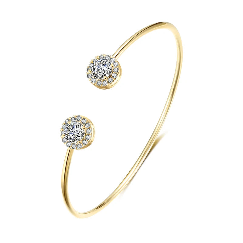 Braccialetti con polsino color oro con geometria di lusso per le donne Braccialetti con zirconi cubici alla moda INS Gioielli per feste quotidiane.