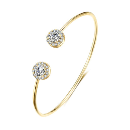 Braccialetti con polsino color oro con geometria di lusso per le donne Braccialetti con zirconi cubici alla moda INS Gioielli per feste quotidiane.