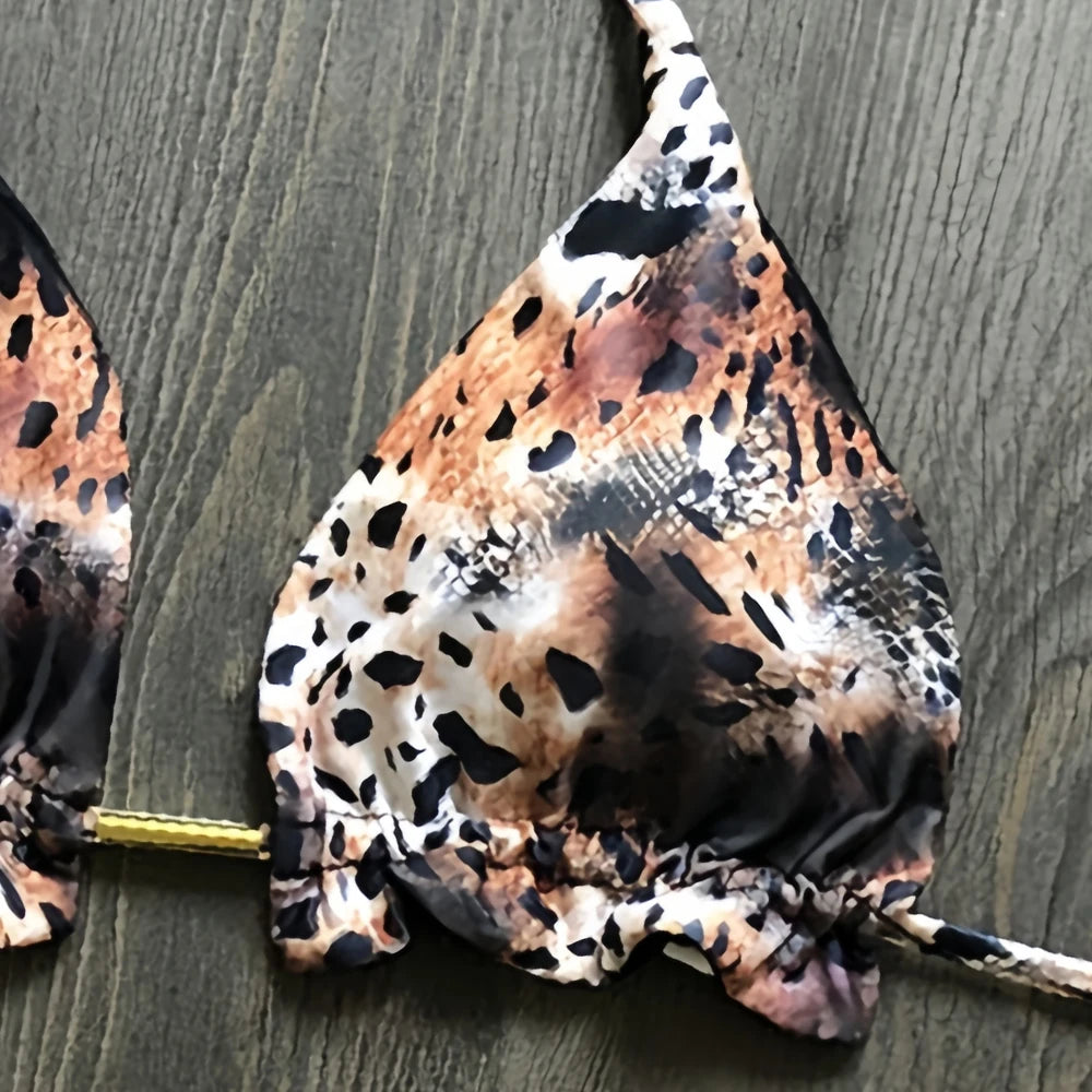 New sexy women's bikini split print swimsuit summer Brazil 2-piece beach swimsuit set