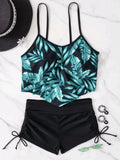 2025 Neuer sexy Bademode, hoher Bund, zweiteiliger Bikini mit Blattprint, Badeanzug, enger Sling-Strandmode, Sommer-Damen-Badeanzug für den Strand