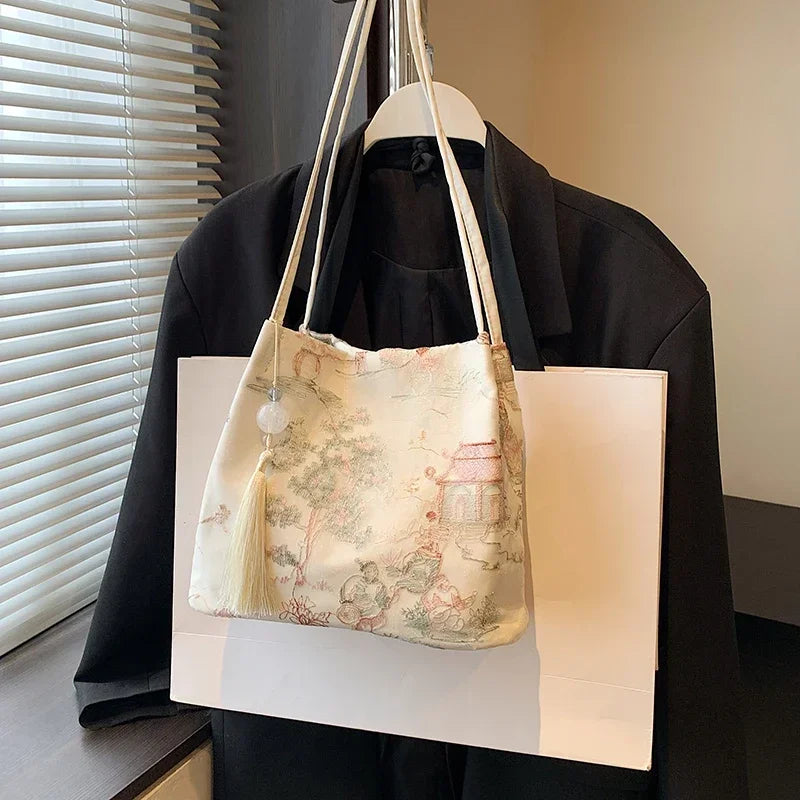 Borsa a tracolla da donna alla moda ricamata in stile cinese di vendita caldo 2026 Borsa di grande capacità di nuova tendenza estiva