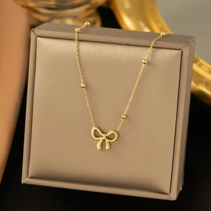 Squisito micro intarsiato zircone farfalla nappa collana per le donne gioielli girocollo in acciaio inossidabile luna farfalla fiore clavicola