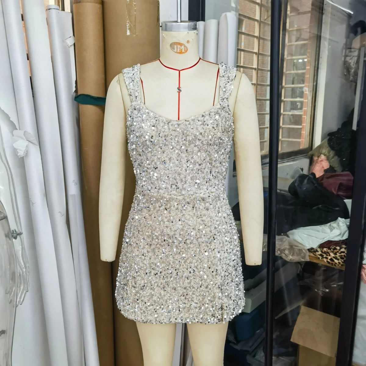 Abiti da donna con spacco basso Abito da sera estivo con paillettes lucide Abiti da festa eleganti sexy Abiti da ballo corti per compleanno da cocktail XSY225