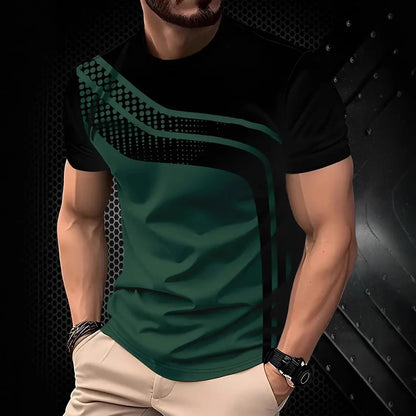 2025 T-shirt casual a righe per uomo T-shirt a maniche corte T-shirt oversize O-Collo Pullover Camicie da uomo da strada Tee Abbigliamento estivo