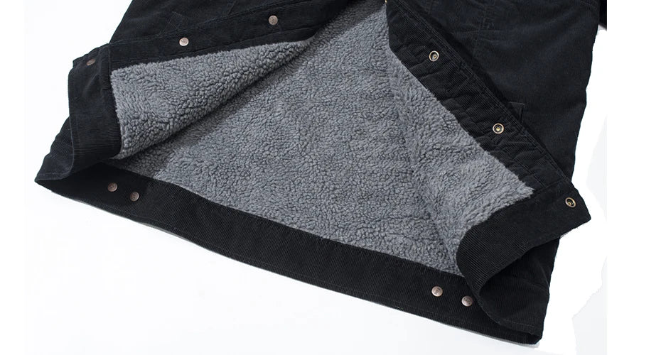 MAGCOMSEN Giacche di velluto a coste da uomo Giacca a vento in pile Sherpa vintage Cappotti invernali spessi e caldi Giacca di jeans casual multitasche