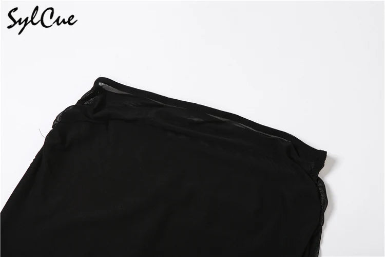Sylcue Nero Semplice Tutto-fiammifero Casual Pendolari Estate Viaggi di Strada Fresco Gioventù Vitalità Stretto Sexy Gonna da Donna ad Alta Elasticità