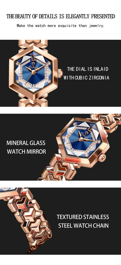 BINBOND Orologi da donna eleganti delle migliori marche Orologio da polso da donna con specchio a rombo alla moda Orologio al quarzo originale con quadrante con diamanti impermeabile