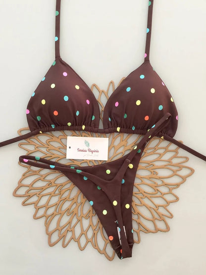 Nouveau maillot de bain brésilien sexy à lacets imprimé pour femmes 2026 Micro maillot de bain dos nu Biquini Maillots de bain Tanga