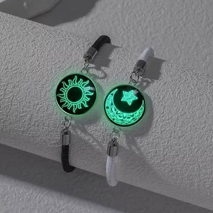Braccialetti romantici per coppia di sole e luna luminosi per donna Uomo Bracciale coordinato con corda intrecciata fatta a mano Regali di gioielli per San Valentino