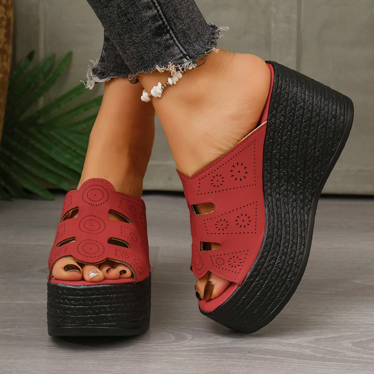 Sandales d'été décontractées pour femmes Sandales compensées à plateforme antidérapantes pour l'extérieur Sandales antidérapantes confortables pour femmes Chaussures de créateur Zapatos De Mujer