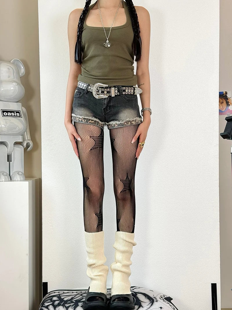 Donna Ragazze Moda Punk Gotico Calze a rete Serpente Teschio a righe Maglia Collant Mutandine Lolita Plus Size Collant Leggings