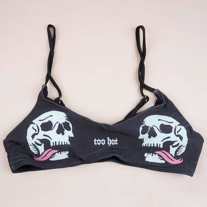2025 Goth Swimsuit Two-piece Letters Skull Printed Bikinis Set for Women Micro Biquini Sport Bathing Suit Female Bodysuit