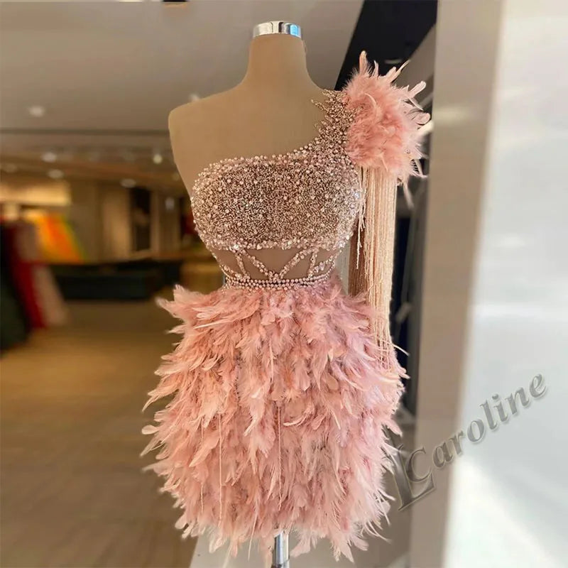 Caroline Bling Paillettes Abiti da ballo per le donne Pieghettato Fiori 3D Dubai Abito da sera formale Vestido De Formatura Personalizzato