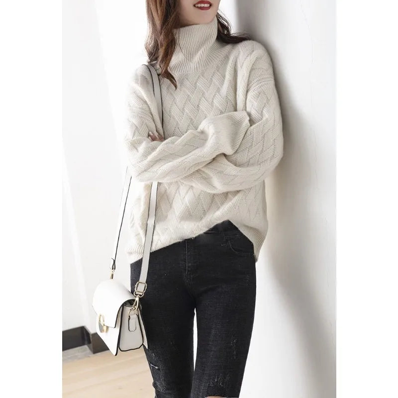 2024 nuove donne maglione allentato inverno casual chic cashmere oversize maglione spesso pullover pullover manica lunga femminile S-3XL