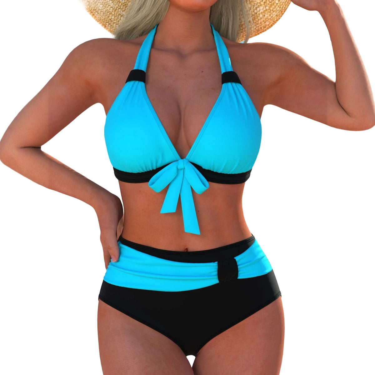 Sexy Bikini Set Summer Fashion Polka dot and Colorful Striped Swimsuit for Beach and Pool High waisted with Tied Front Bikini