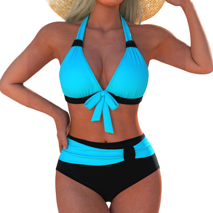 Sexy Bikini Set Summer Fashion Polka dot and Colorful Striped Swimsuit for Beach and Pool High waisted with Tied Front Bikini