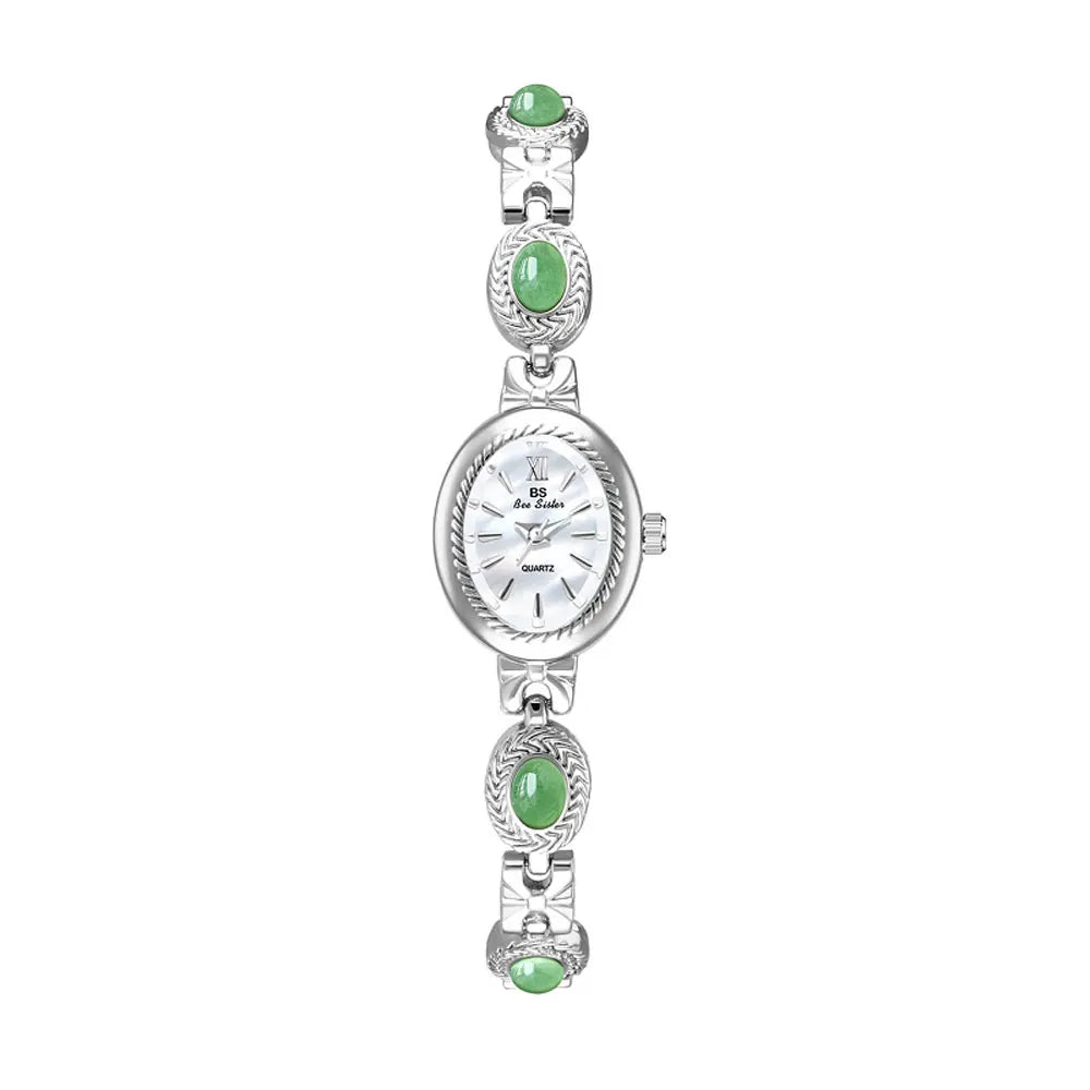 Orologio da donna elegante Bracciale in giada Orologio piccolo Orologi al quarzo moda Orologio da polso dorato di lusso Regali per le donne Marchio originale