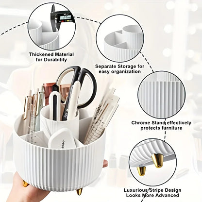 Organizzatore di scatole di immagazzinaggio cosmetici da tavolo per trucco girevole di grande capacità per il bagno Portapenne portatile per pennelli per trucco per rossetto