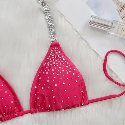nuovo costume da bagno in due pezzi con strass 2026 cristallo di lusso perizoma Sexy perizoma Bikini Set costumi da bagno da donna costume da bagno Sexy da spiaggia