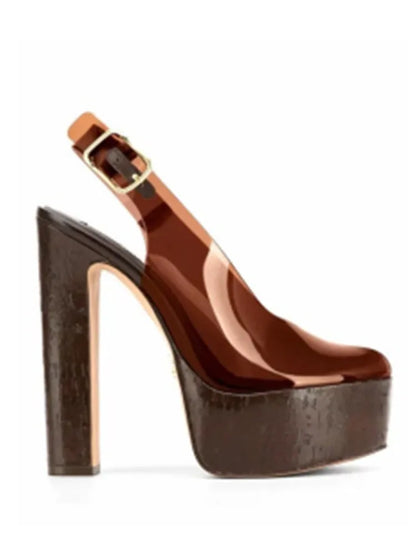 Sandali estivi da donna con tacco alto e suola spessa, sandali trasparenti alla moda per taglie forti da donna 34-44.