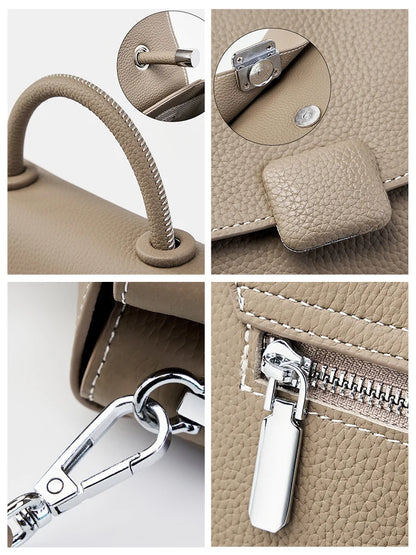 Zency Borsa a tracolla piccola semplice in vera pelle con manico superiore Borsa a tracolla firmata da donna Borsa a tracolla Bolsa 2025 Sac