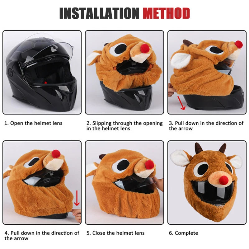 Cappello Decorazione Protezione Copricapo Cartone animato Peluche Set Custodia protettiva a pieno facciale Coniglietto di sicurezza per moto