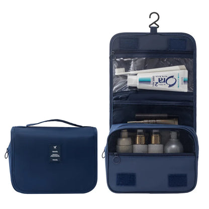 Borsa da Toilette Portatile con Gancio, Multifunzionale, Impermeabile, Resistente all'Usura, Multi-Strato, Grande Capacità, per Trucchi