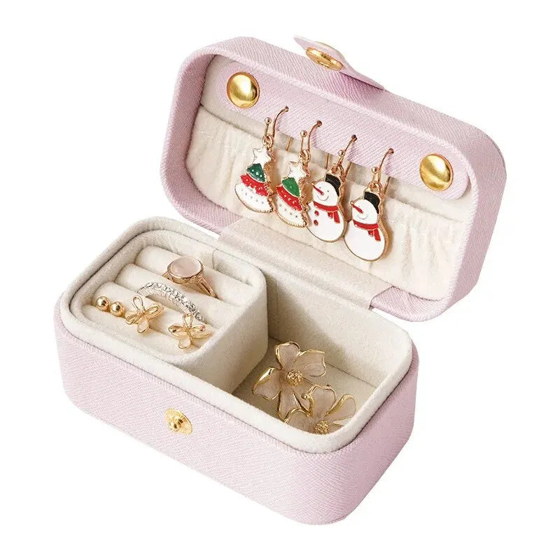 Elegante Scatola Portagioie in Pelle PU, Semplice Contenitore per Anelli, Collane e Orecchini, Stile Minimalista, Portatile per Uso Quotidiano e Viaggi