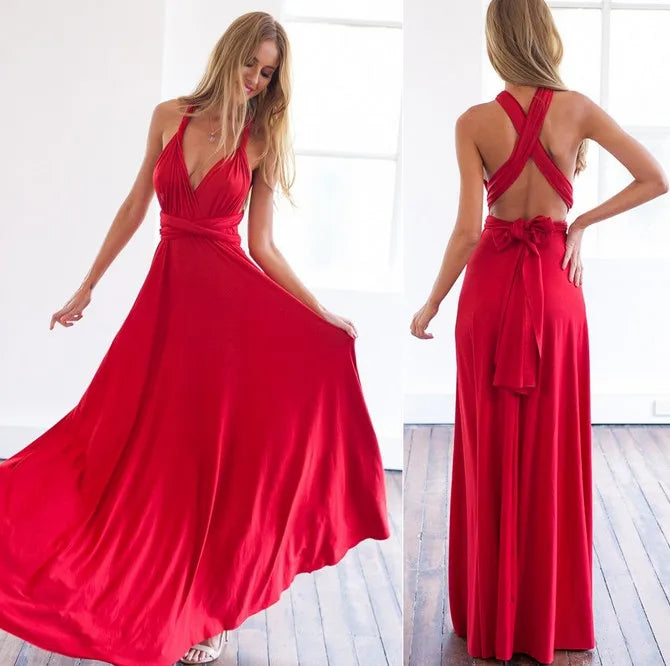 Abito formale da donna elegante da sera lungo con scollo a V profondo abito convertibile multistrato maxi abiti greci abito da festa di nozze