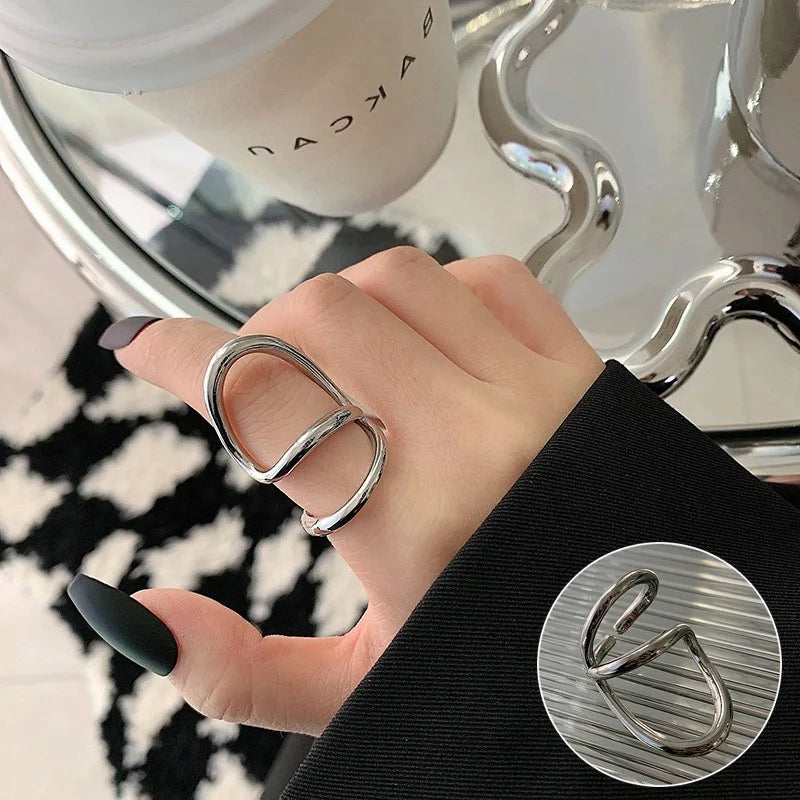 Anello goccia d'acqua in argento sterling 925 per le donne regalo geometrico punk esagerazione tendenza accessori gioielli Hiphop Dropshipping