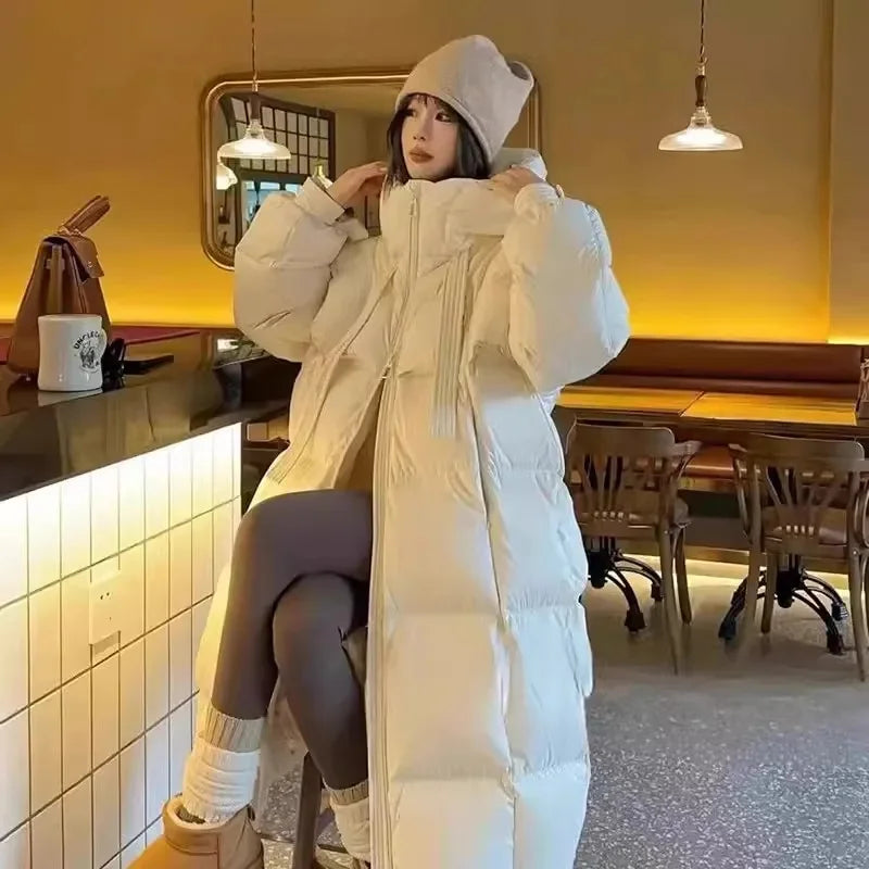 2026 Nuova Giacca Invernale in Cotone da Donna, Cappotto Lungo Stile Coreano, Giacca con Cappuccio Spessa e alla Moda, Cappotto Caldo da Donna