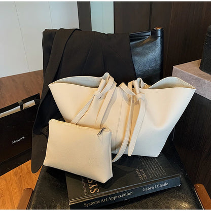 Estate nuova borsa tote di grande capacità moda alla moda modello litchi tinta unita trama semplice borsa monospalla sotto le ascelle