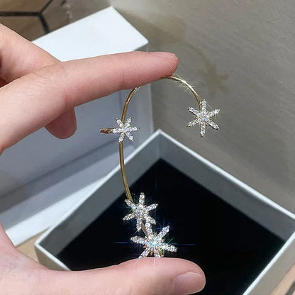 Orecchini a Clip a farfalla con foglia di metallo placcato argento per orecchini da donna senza Piercing gioielli di moda con polsino dell'orecchio in zircone scintillante