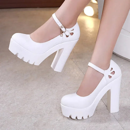 Plus Size 32-43 Block Heel Platform Shoes Women Pumps 2025 Spring High Heels Shoes Ladies Office Shoe Elegant Wedding Shoes
