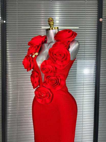 Nouvelles Femmes Été Sexy Rouge Noir Fleur Tank Longue Robe Bandage Moulante Robe De Soirée D'anniversaire De Célébrité