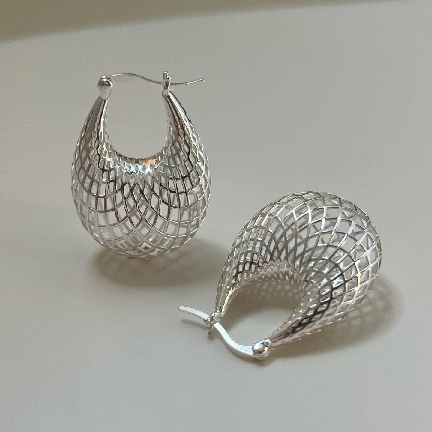 Orecchini vintage in argento sterling 925 per le donne Alla moda semplice grande web orecchino gioielli Prevenire l'allergia Accessori per feste