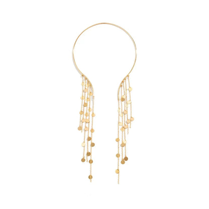 Sexy Goth lungo nappa paillettes imitazione perla ciondolo aperto Torques collana girocollo per le donne Vintage petto catena mer accessori