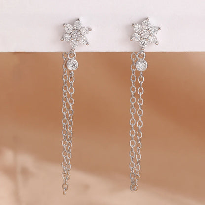 Orecchini pendenti a forma di stella in acciaio inossidabile di lusso per le donne Zirconi scintillanti Orecchini geometrici per piercing all'orecchio Gioielli di moda aretes