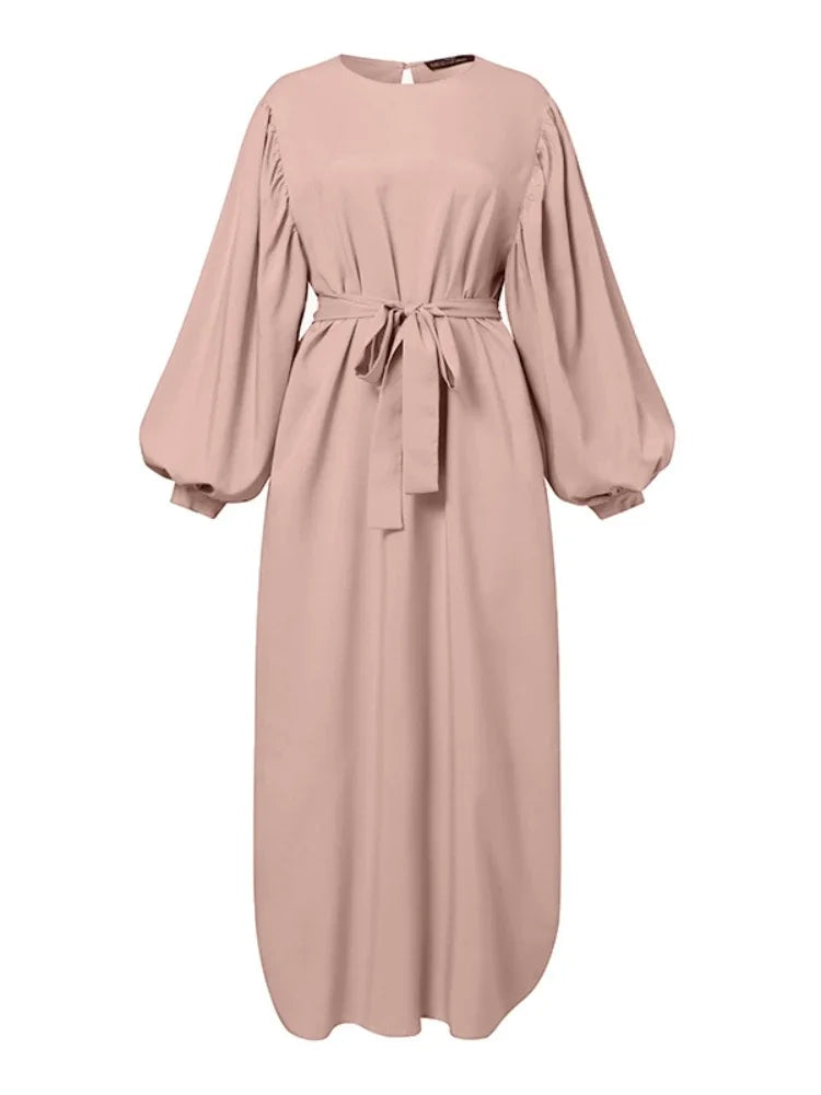 Autunno manica a sbuffo marocco abito musulmano donna Abaya caftani abiti da sera Casual donna turchia Islam abito lungo Femme Vestidos