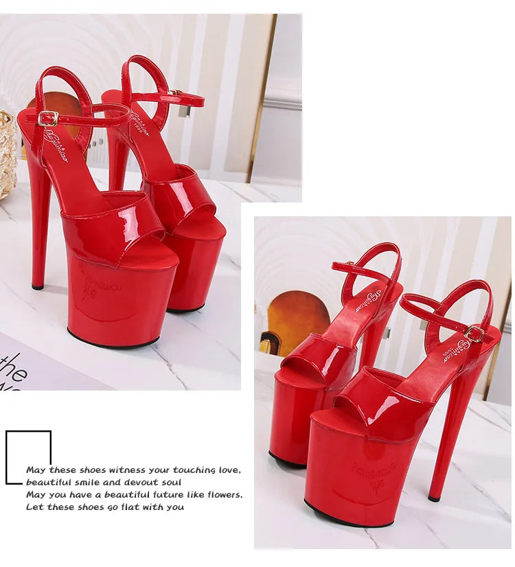 Women Sexy Show Sandals 20 CM High Heels Sexy Platform Color Sandals Girls 8Inch Super High Heels Shoe for Party Club Stripper