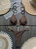 Neuer sexy Bikini einfarbig Schnürung geteilter zweiteiliger Badeanzug für Damen