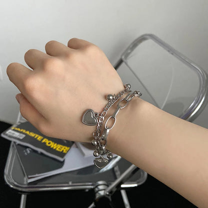 Bracciale d'amore con fagioli a sfera in acciaio multistrato di tendenza alla moda da donna, regali per viaggi, appuntamenti, banchetti, feste, festival