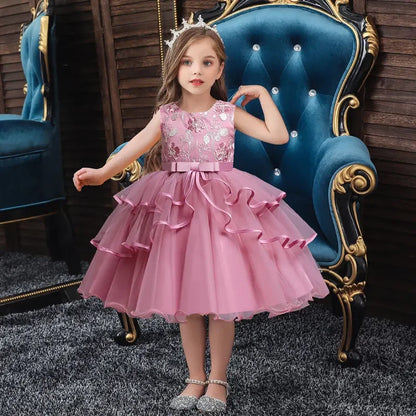 Fashion Prom Flower Girl Dresses Summer Kids Dresses for Girls Lace senza maniche Children Girls Party Dress 2-10 anni
